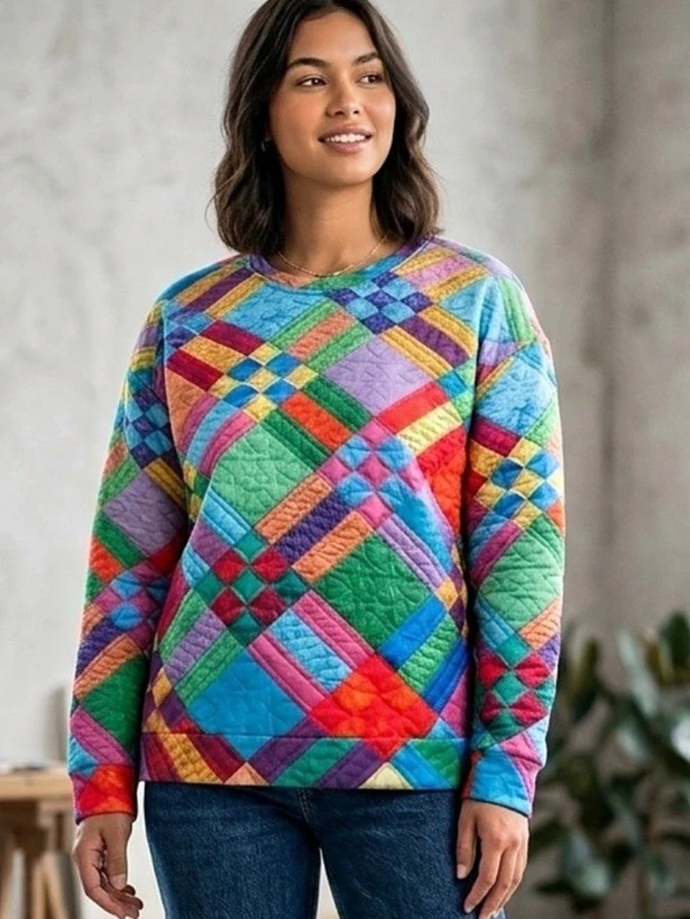 NORACORA Women's Multicolor Geometric Sweatshirt